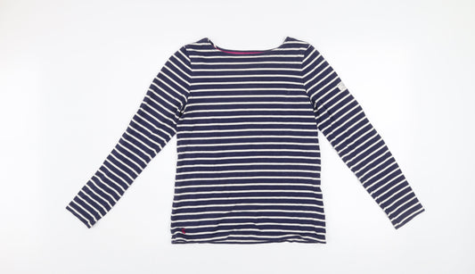 Joules Womens Blue Striped Boat Neck Cotton Long Sleeve Jumper Size 8