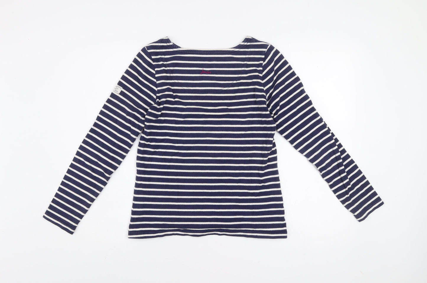 Joules Womens Blue Striped Boat Neck Cotton Long Sleeve Jumper Size 8