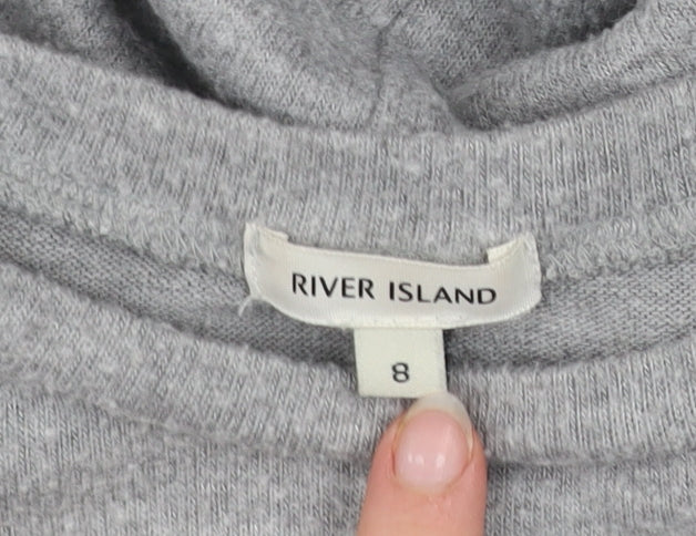 River Island Women’s Grey Crew Neck Long Sleeve Pullover Jumper Size 8