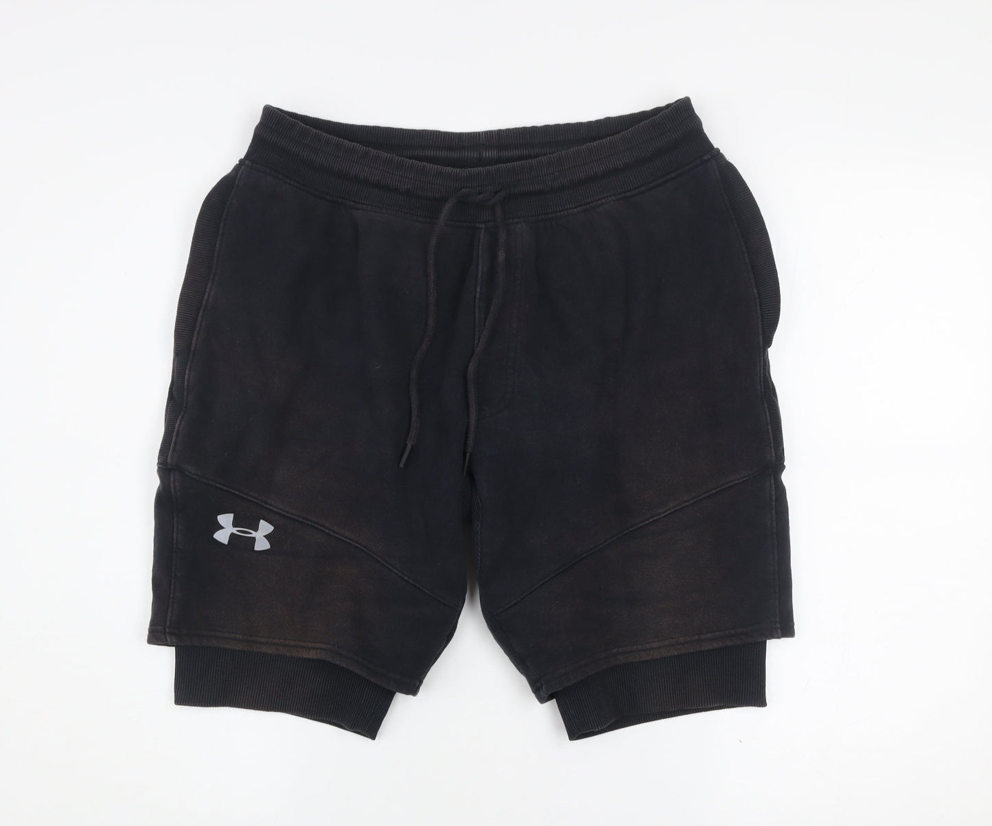 Under Armour Men's Black Sweat Shorts L HeatGear Fleece Athletic