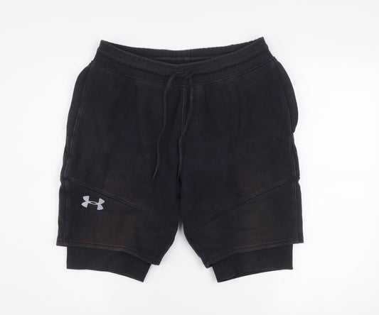 Under Armour Men's Black Sweat Shorts L HeatGear Fleece Athletic