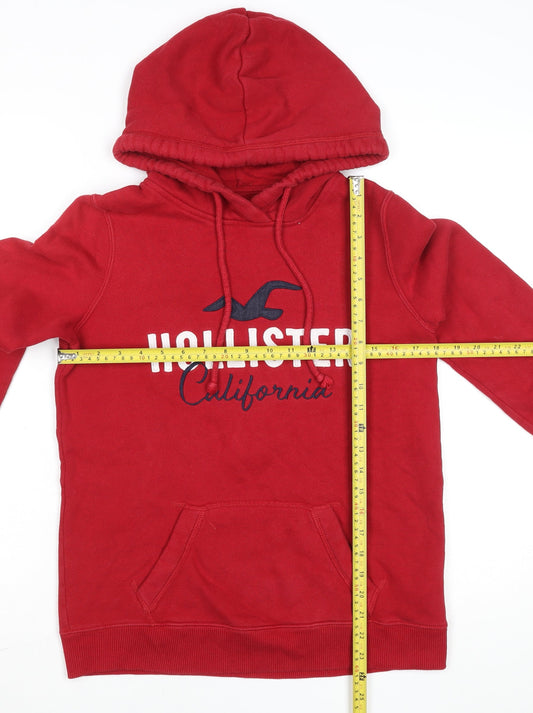 Hollister Men's Red Pullover Hoodie Size S Embroidered Logo Fleece