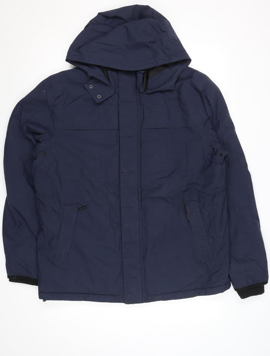 Fat Face Men's Blue L Parka Jacket Hooded Water Resistant Winter Coat