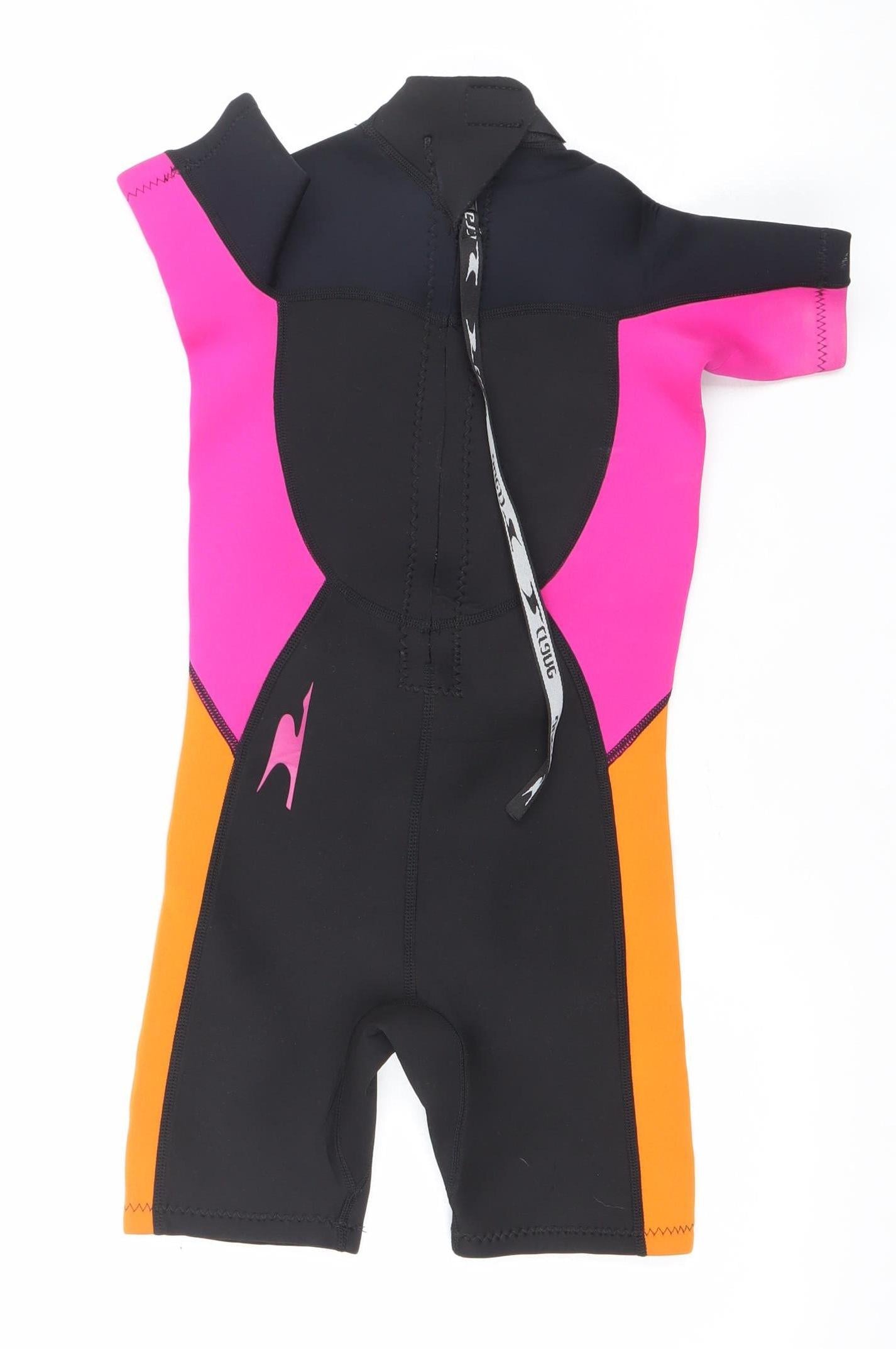 Waihui Girls Black Pink Orange Shorty Wetsuit 7 Years Quick Dry Stretch Swimwear