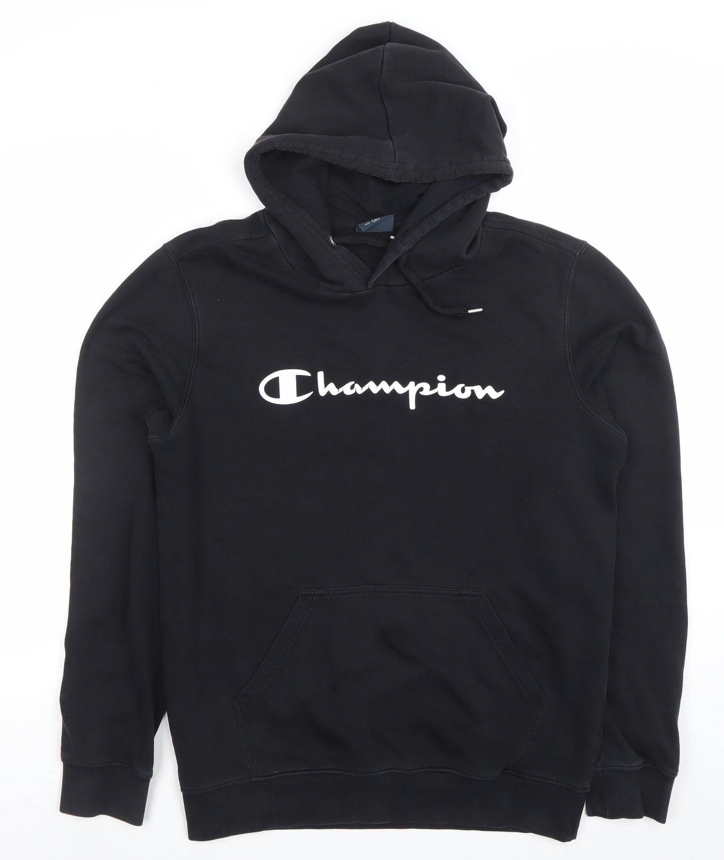 Champion Men's Black Pullover Hoodie M Fleece Logo Sweatshirt