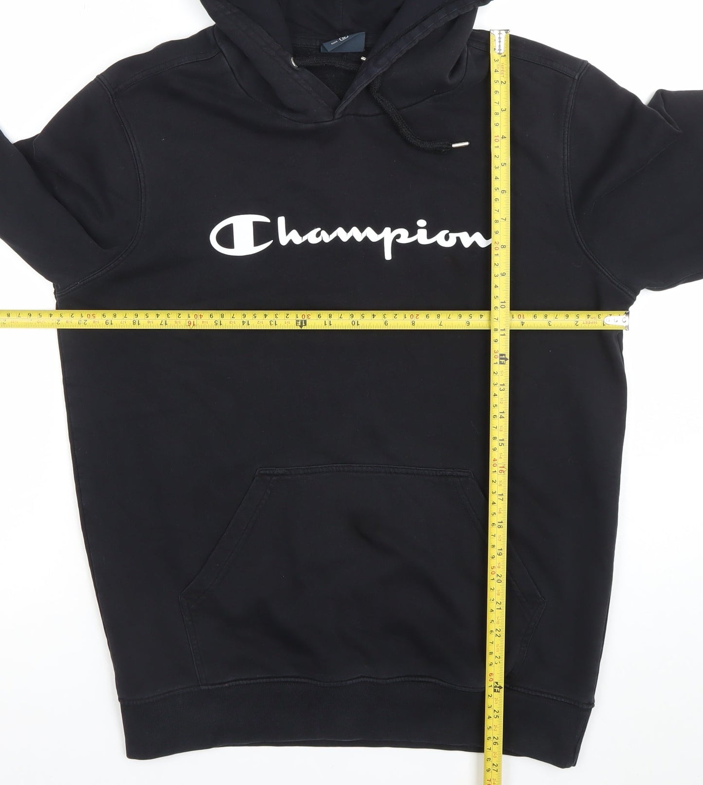 Champion Men's Black Pullover Hoodie M Fleece Logo Sweatshirt