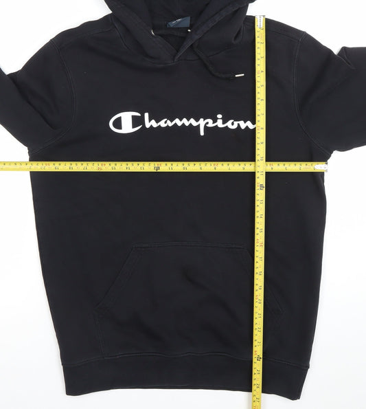 Champion Men's Black Pullover Hoodie M Fleece Logo Sweatshirt