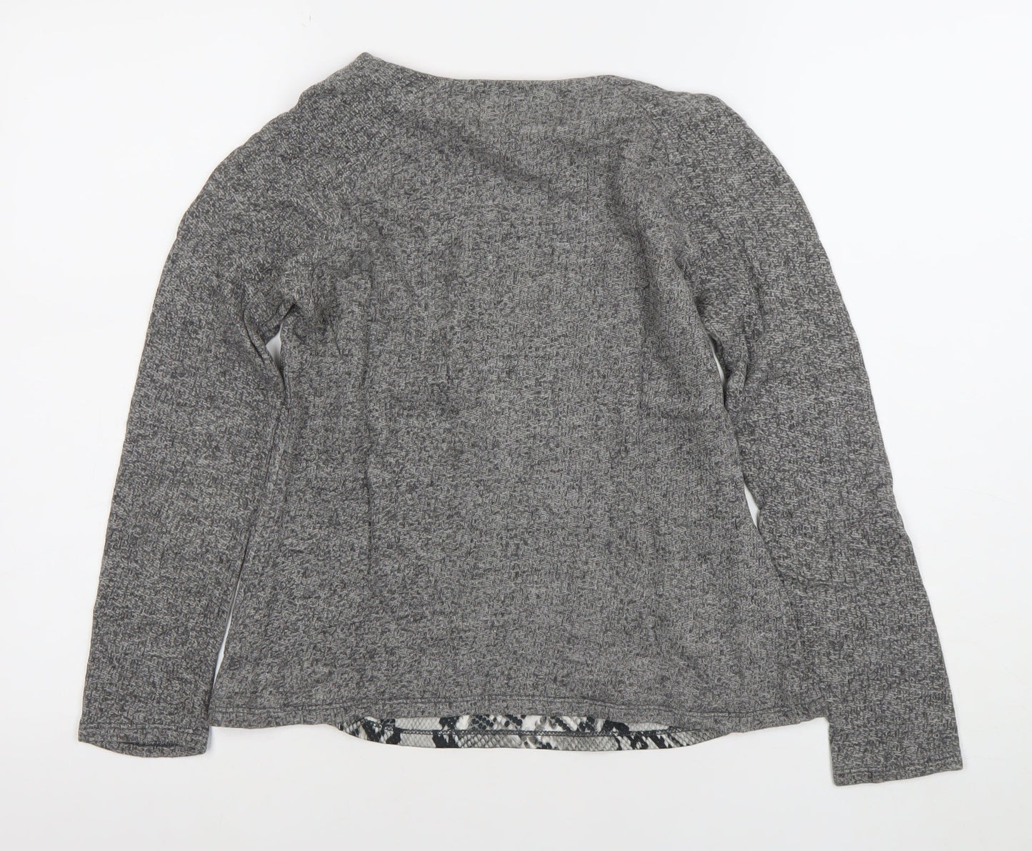 Zara Women Grey Snake Print Long Sleeve Basic Shirt M