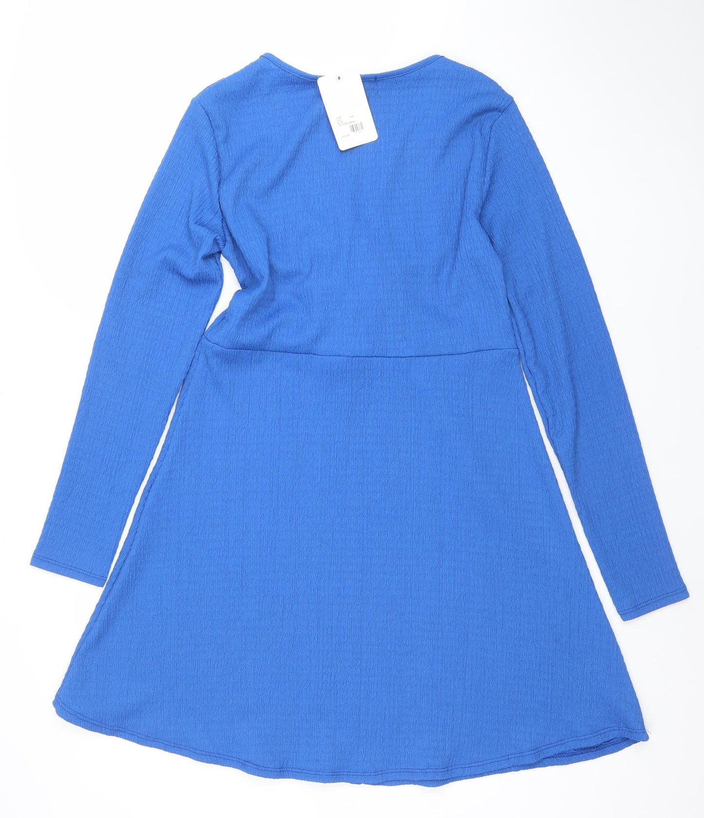 Luna Women's Blue A-Line Knit Long Sleeve Short Dress S