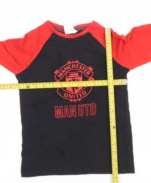 Manchester United Boys Black Red Long Sleeve T-Shirt Size 7-8 Years