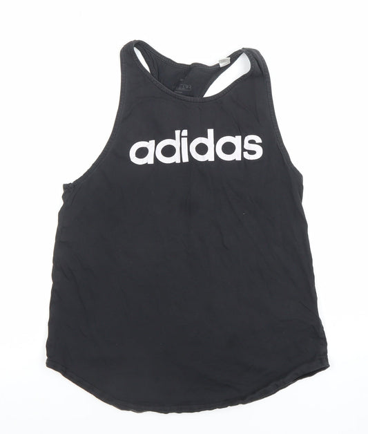adidas Womens Black Cotton Racerback Tank Top Size S