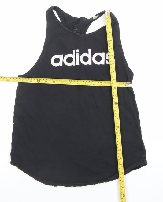 adidas Womens Black Cotton Racerback Tank Top Size S