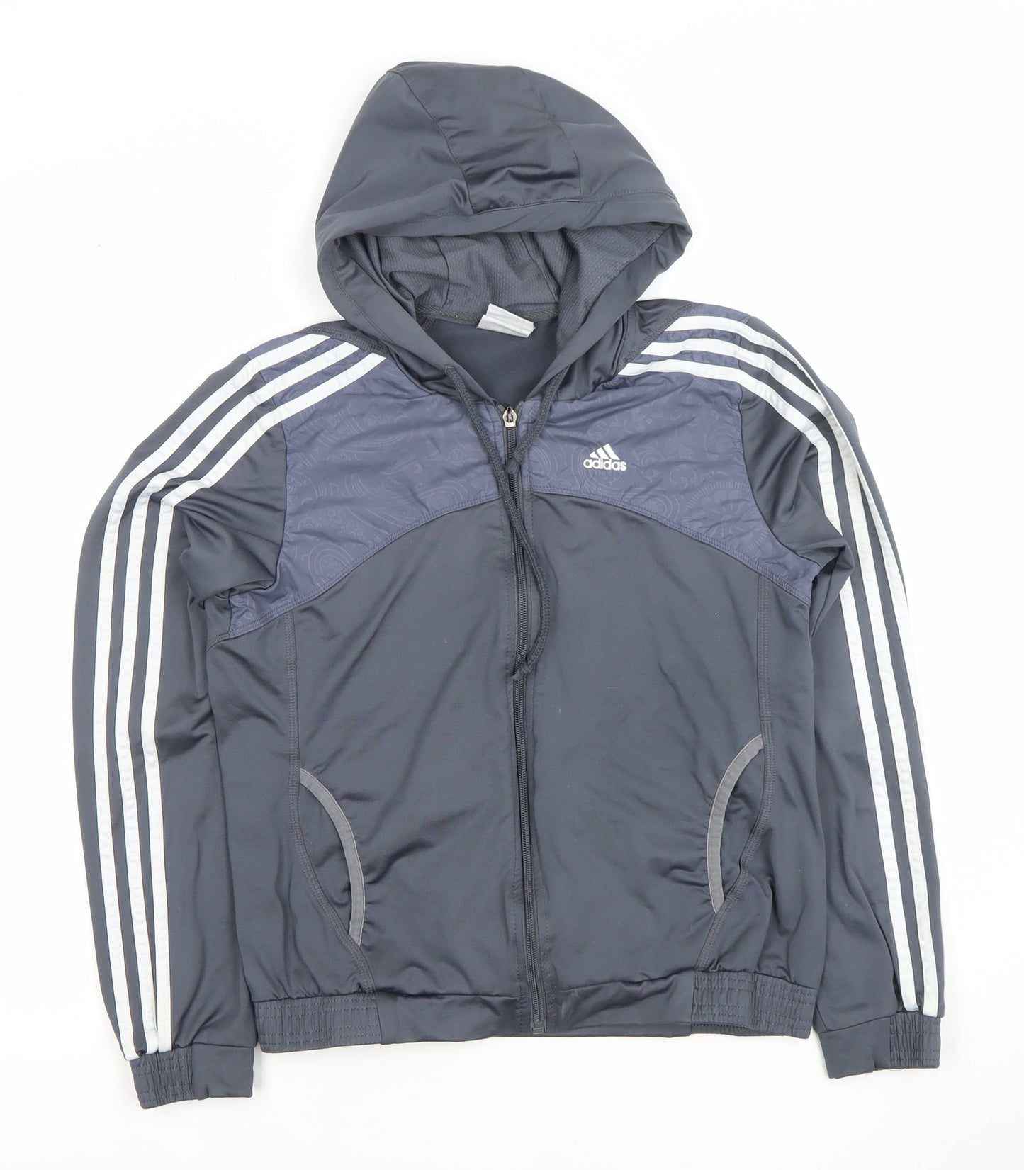 Adidas Women’s Grey Full Zip Hoodie L Hooded Sportswear
