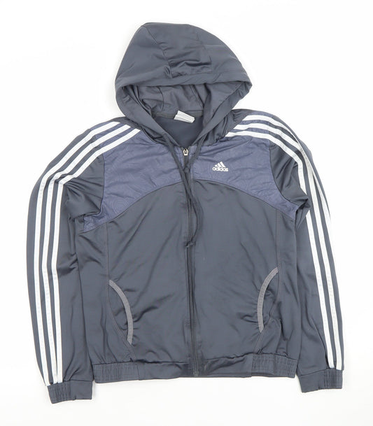 Adidas Women’s Grey Full Zip Hoodie L Hooded Sportswear