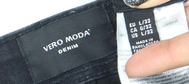 Vero Moda Women's Black Skinny Jeans L Slim Fit Stretch Denim