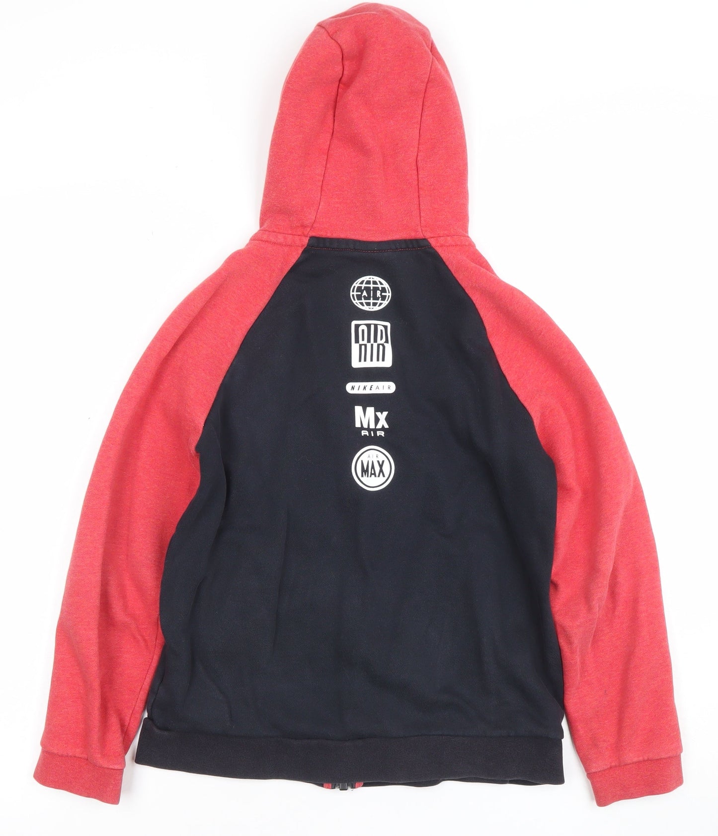 Nike Boys Red Black Full Zip Hoodie 10-12 Years Cotton Blend Air Logo