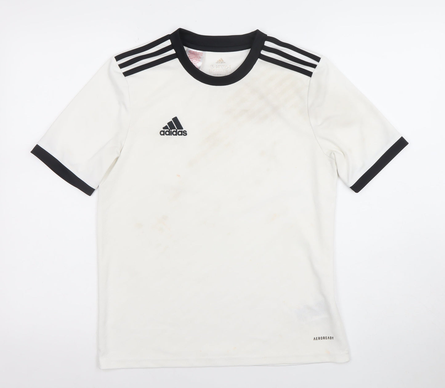 Adidas Boys White Short Sleeve AEROREADY Football Training T-Shirt 13-14 Years