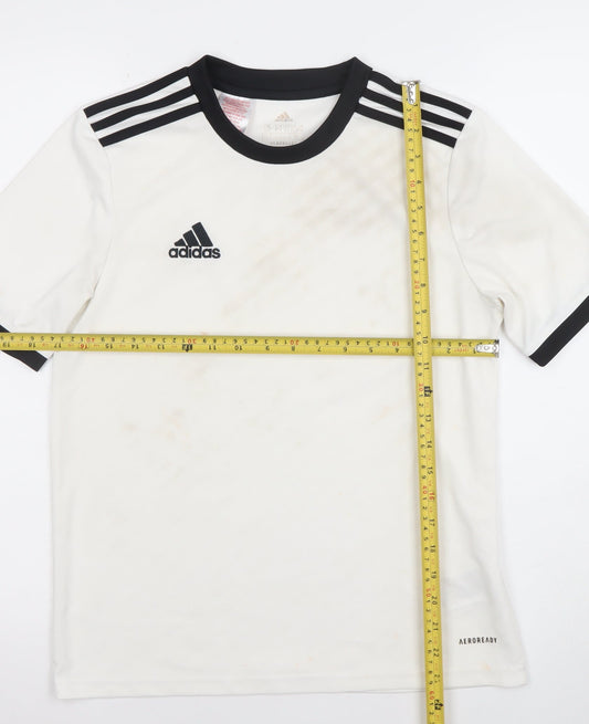 Adidas Boys White Short Sleeve AEROREADY Football Training T-Shirt 13-14 Years