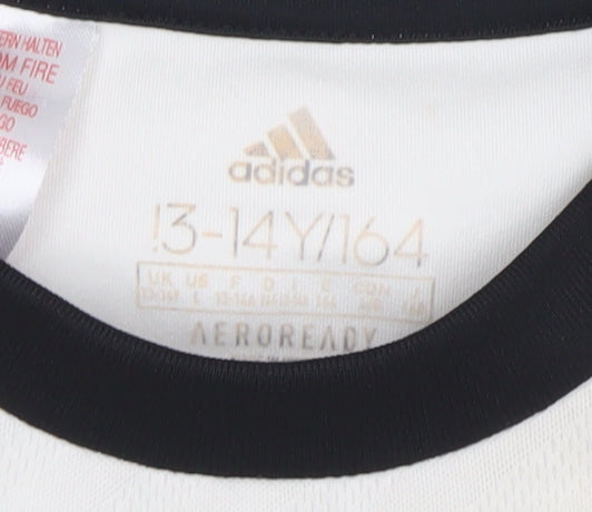 Adidas Boys White Short Sleeve AEROREADY Football Training T-Shirt 13-14 Years