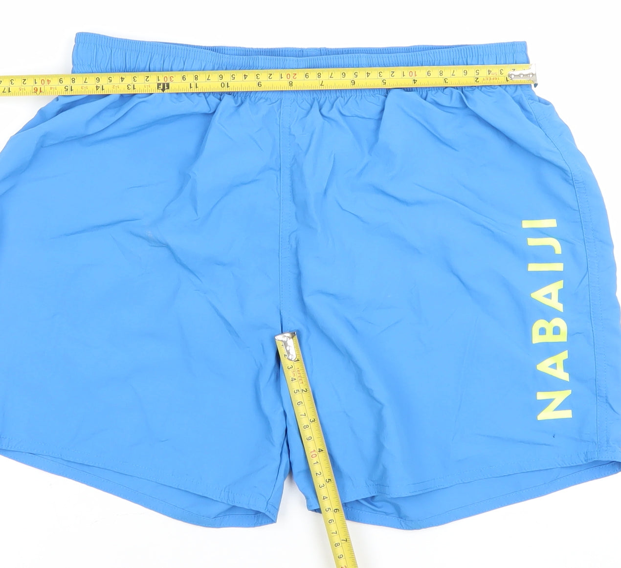 Nabaiji Men's Blue Swim Shorts Size L Elastic Waist Quick Dry