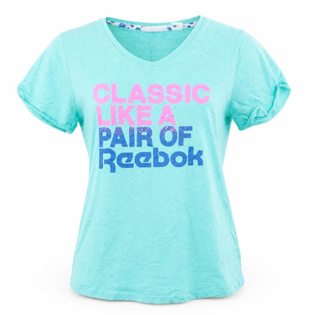 Womens UK Size M Reebok Blue Cotton Blend T-Shirt