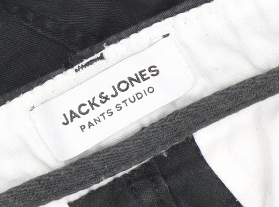 Jack & Jones Mens Black Cargo Trousers S Regular Fit Cotton