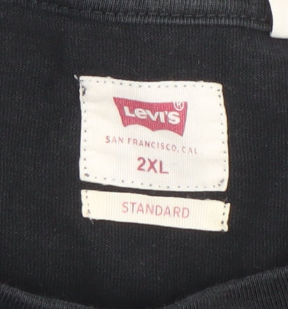 Levi's Men's Black 2XL Regular Fit Cotton Crew Neck T-Shirt