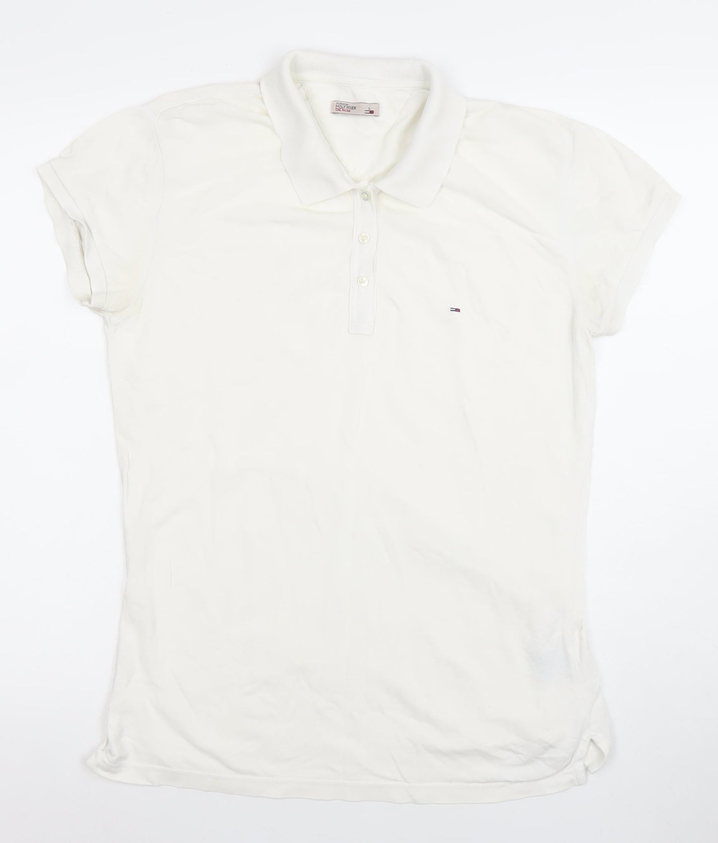 Tommy Hilfiger Men's White Stretch Cotton Polo Shirt Size L