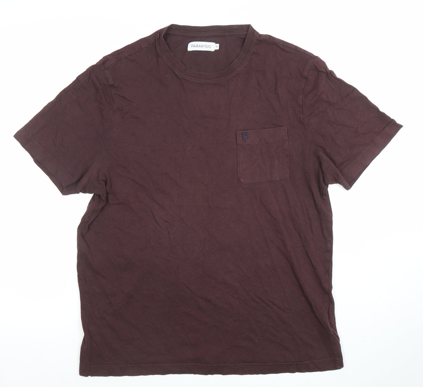 Farah 1920 Men's Brown Cotton Crew Neck Short Sleeve T-Shirt M