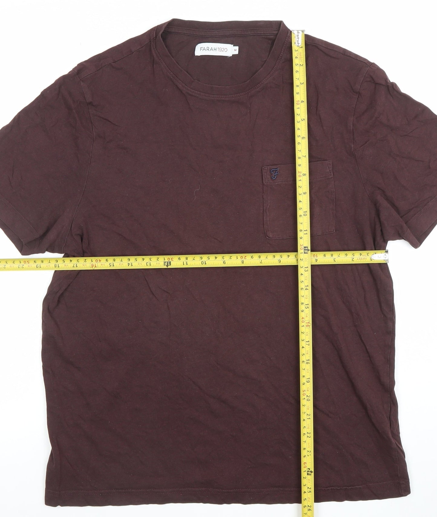 Farah 1920 Men's Brown Cotton Crew Neck Short Sleeve T-Shirt M