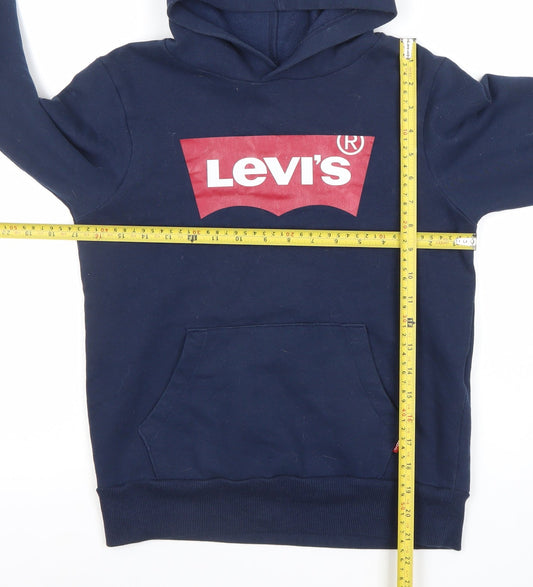Levi's Boys Navy Blue Pullover Hoodie 12 Years Cotton Blend Logo Sweatshirt