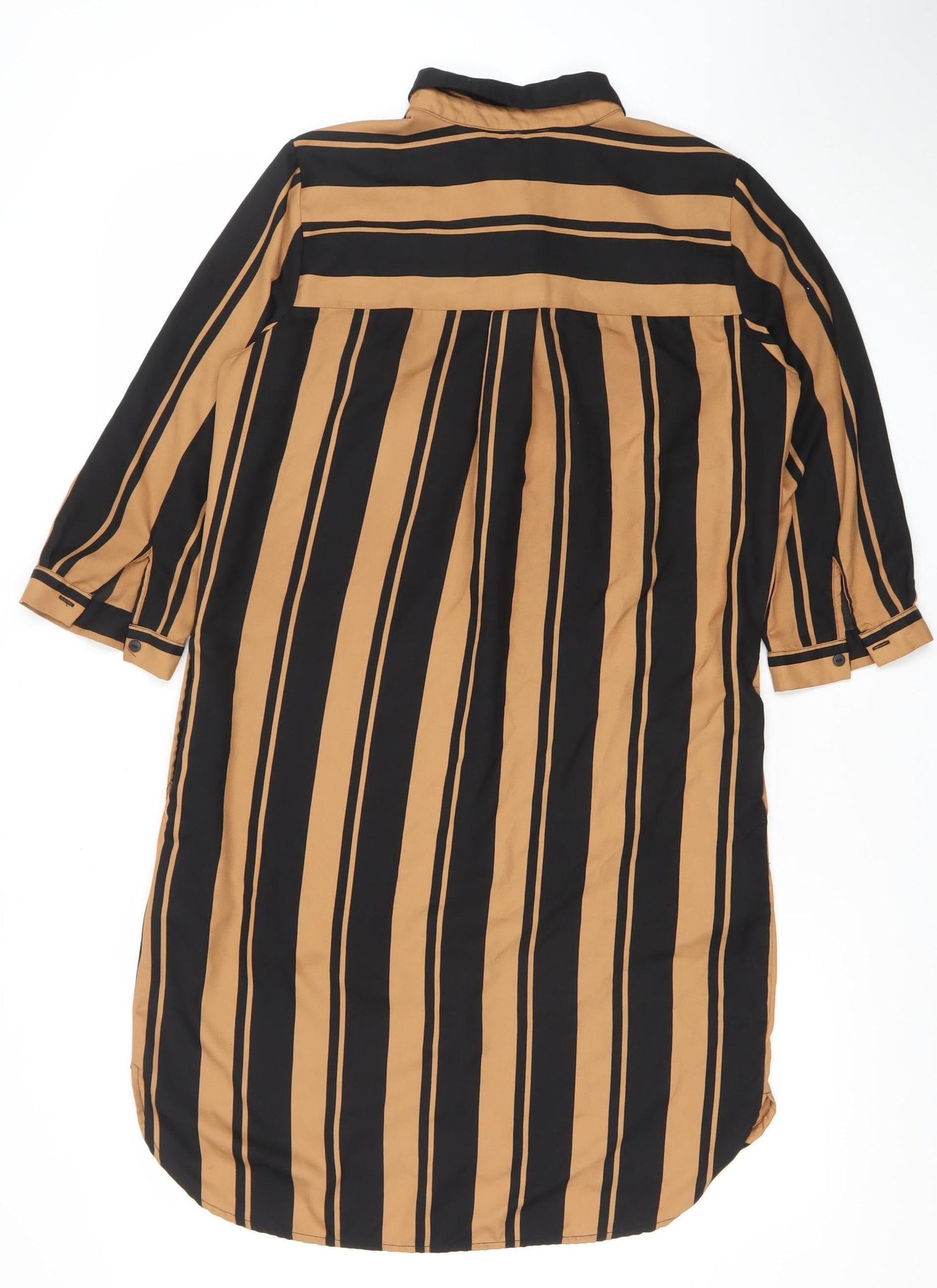 Vero Moda Women's Brown Black Striped Midi Shirt Dress Size S