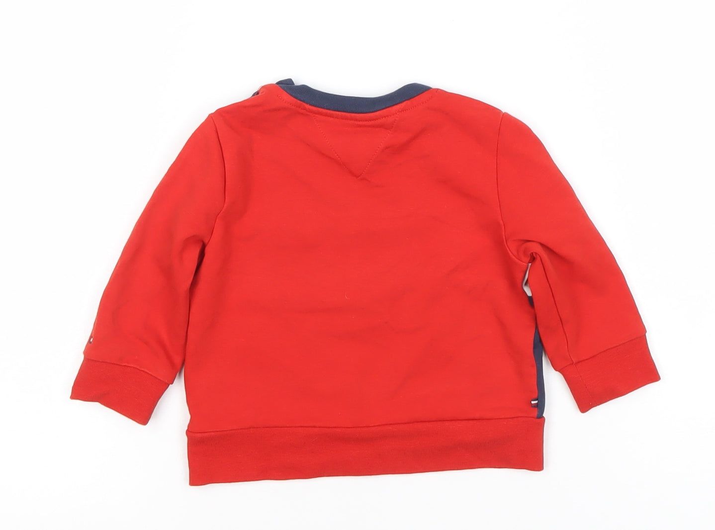 Tommy Hilfiger Unisex Baby Red Colourblock Logo Long Sleeve T-Shirt 12 Months