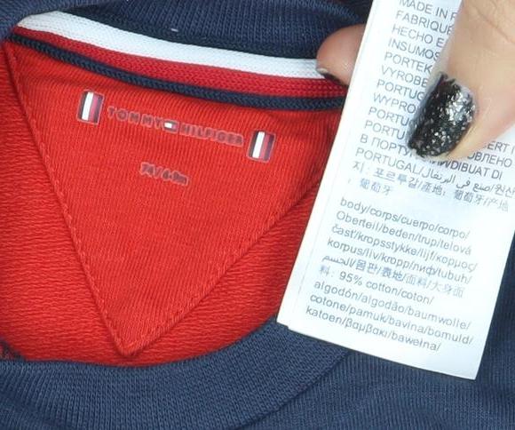 Tommy Hilfiger Unisex Baby Red Colourblock Logo Long Sleeve T-Shirt 12 Months