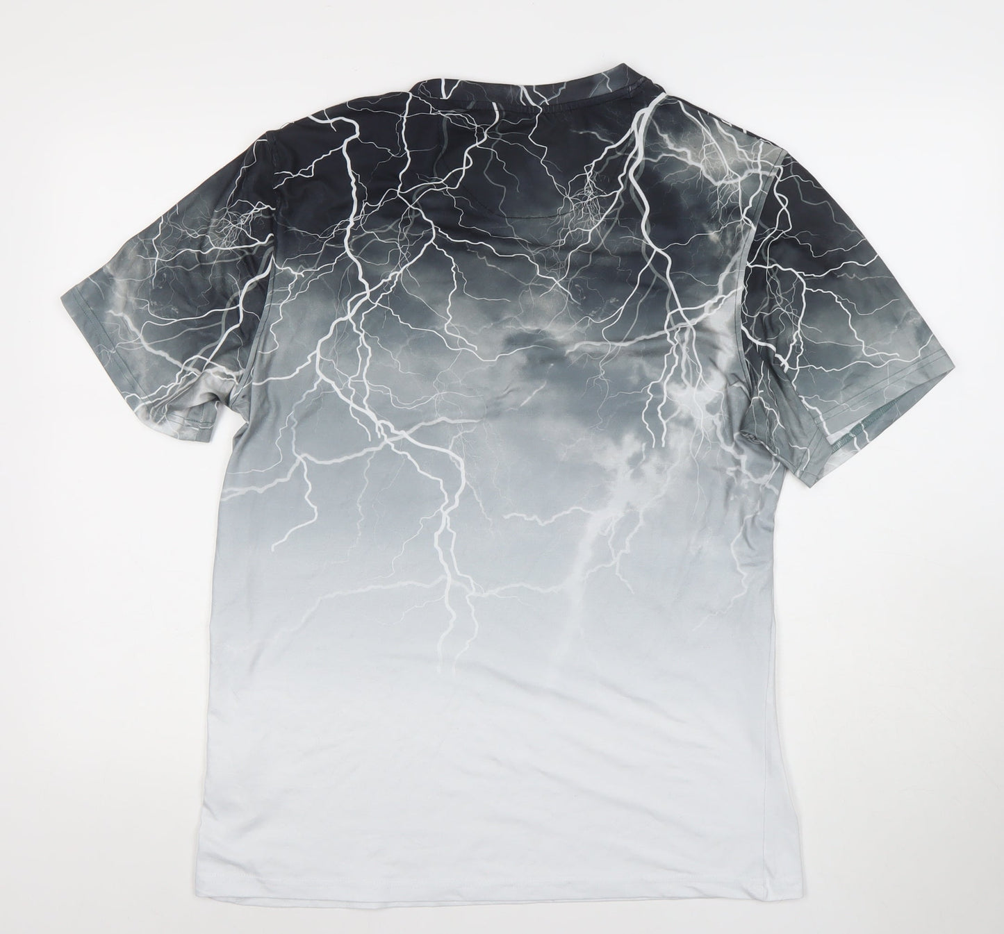 Firetrap Men's Grey Lightning Print Crew Neck T-Shirt XL