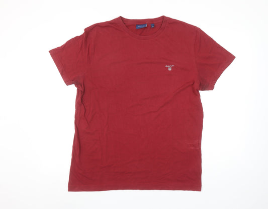 GANT Men’s Red Cotton Crew Neck Short Sleeve T-Shirt Size L