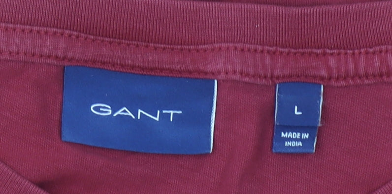 GANT Men’s Red Cotton Crew Neck Short Sleeve T-Shirt Size L