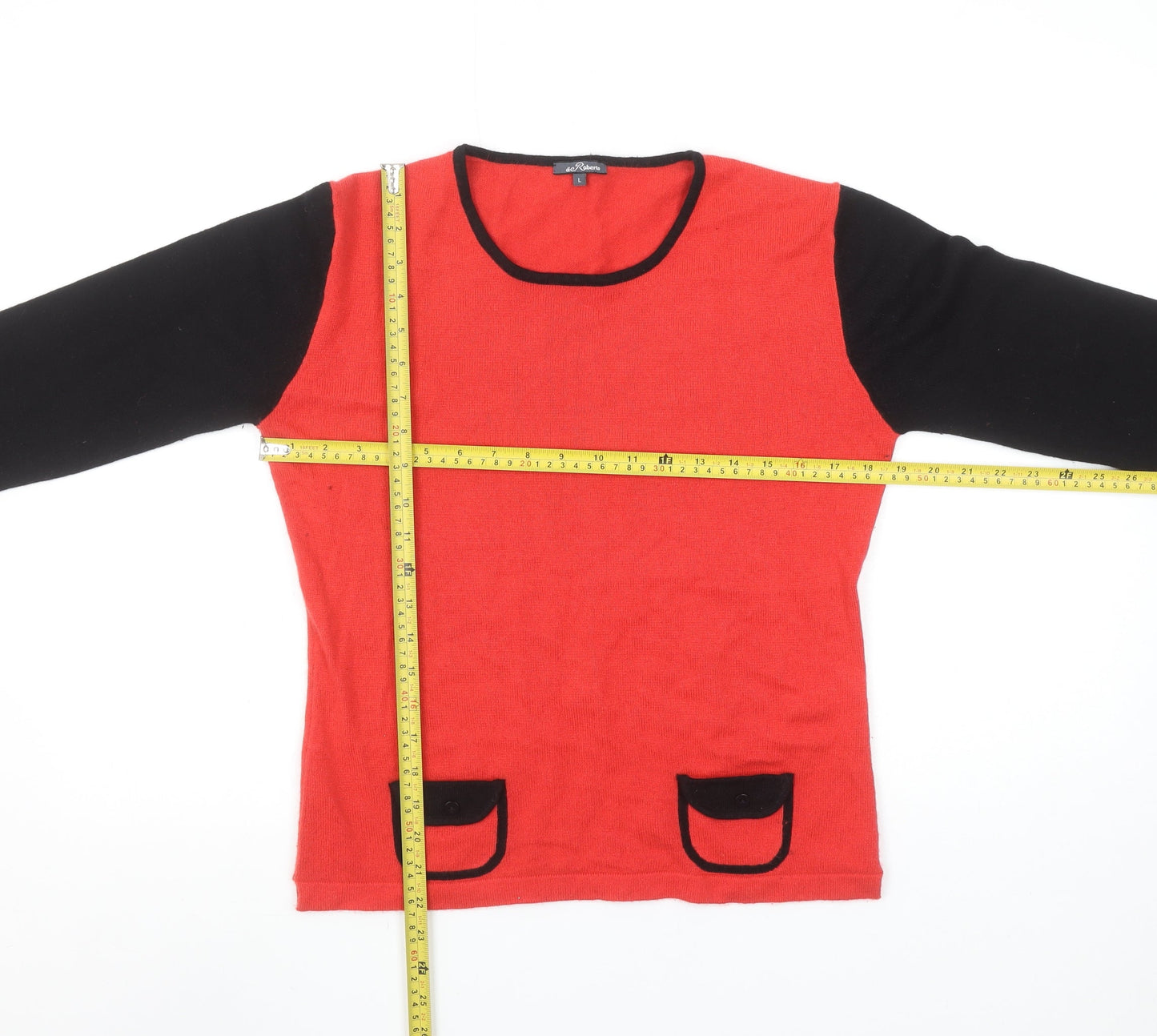 di Roberto Women's Red Silk Cashmere Long Sleeve Pullover Jumper Size L