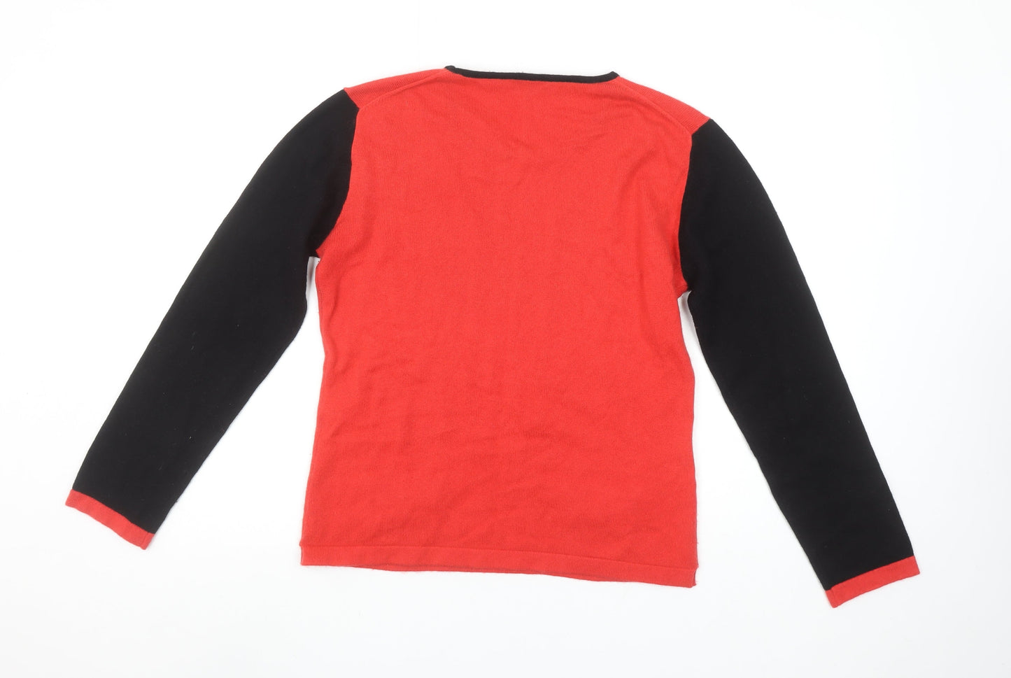 di Roberto Women's Red Silk Cashmere Long Sleeve Pullover Jumper Size L