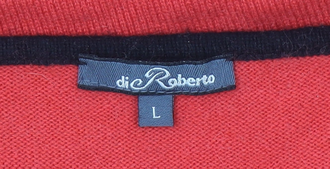 di Roberto Women's Red Silk Cashmere Long Sleeve Pullover Jumper Size L