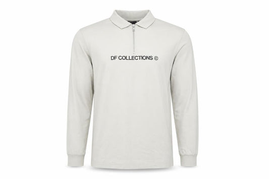 ASOS DESIGN Mens Beige Long Sleeve Collared 1/4 Zip Polo Shirt L