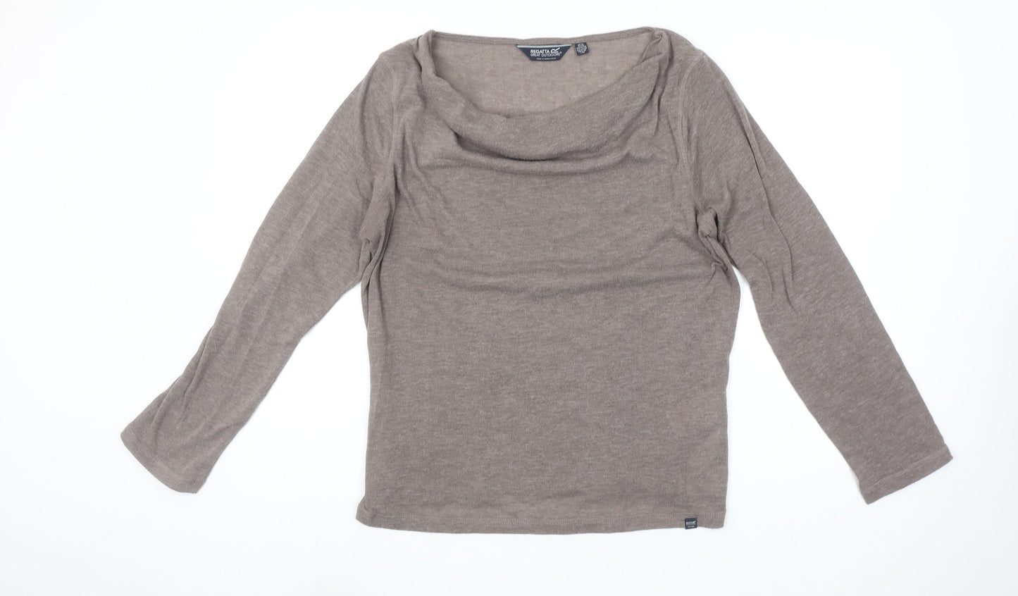 Regatta Womens Brown Long Sleeve Cowl Neck Jersey Blouse Size 18