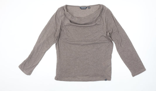 Regatta Womens Brown Long Sleeve Cowl Neck Jersey Blouse Size 18