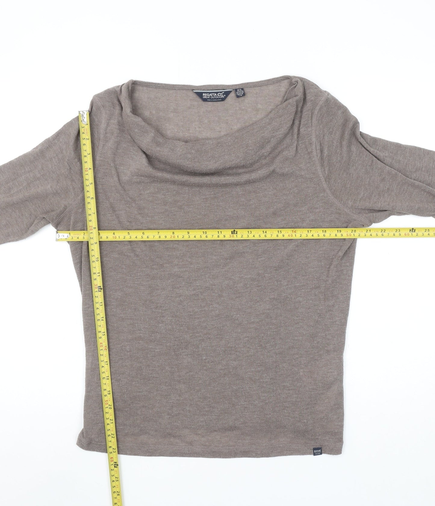 Regatta Womens Brown Long Sleeve Cowl Neck Jersey Blouse Size 18