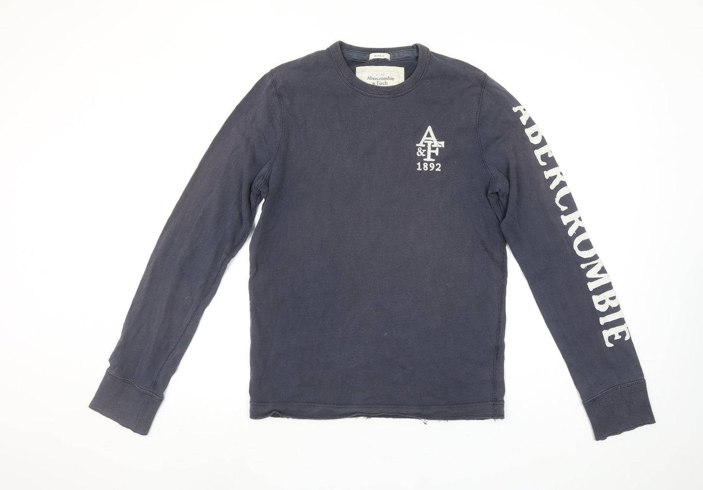 Abercrombie & Fitch Men's Blue Long Sleeve Crew Neck Graphic T-Shirt Size S