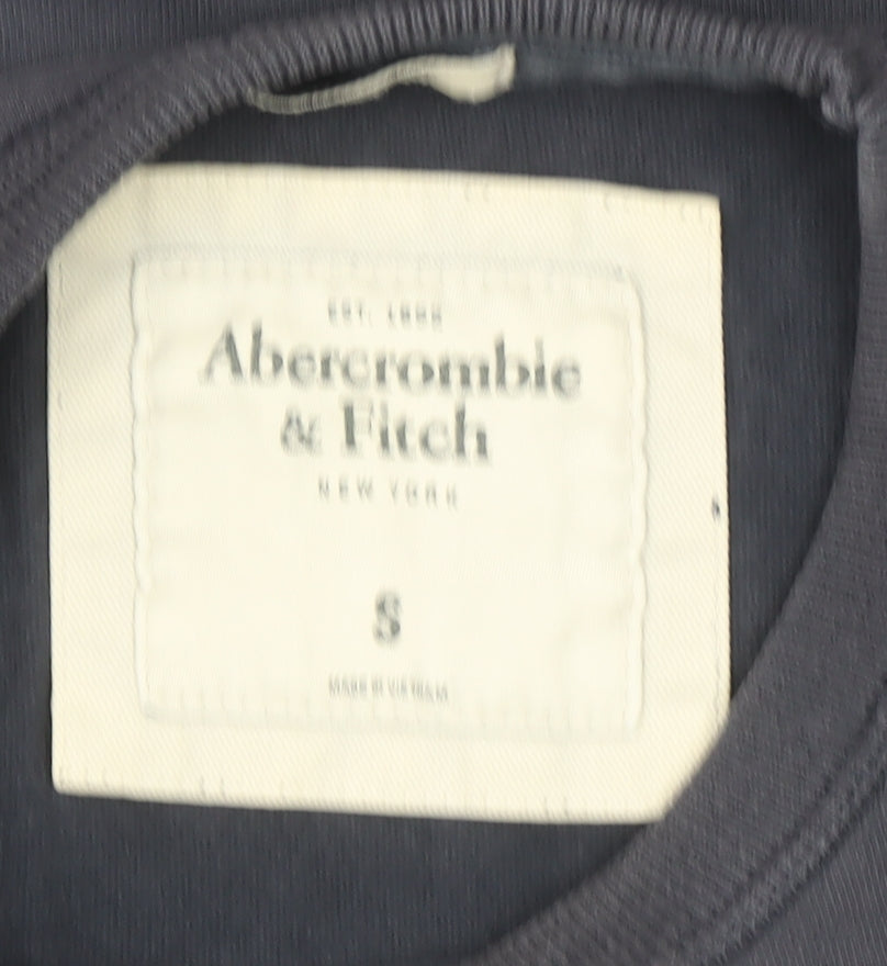 Abercrombie & Fitch Men's Blue Long Sleeve Crew Neck Graphic T-Shirt Size S