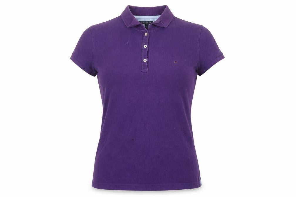 Womens UK Size L Tommy Hilfiger Purple Cotton Blend Polo
