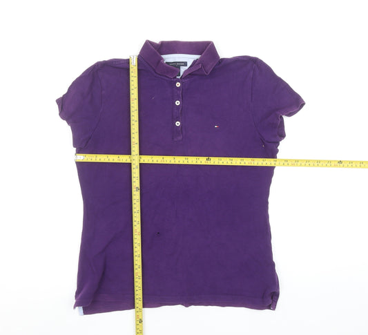 Tommy Hilfiger Women's Purple Cotton Polo Shirt L Short Sleeve Casual