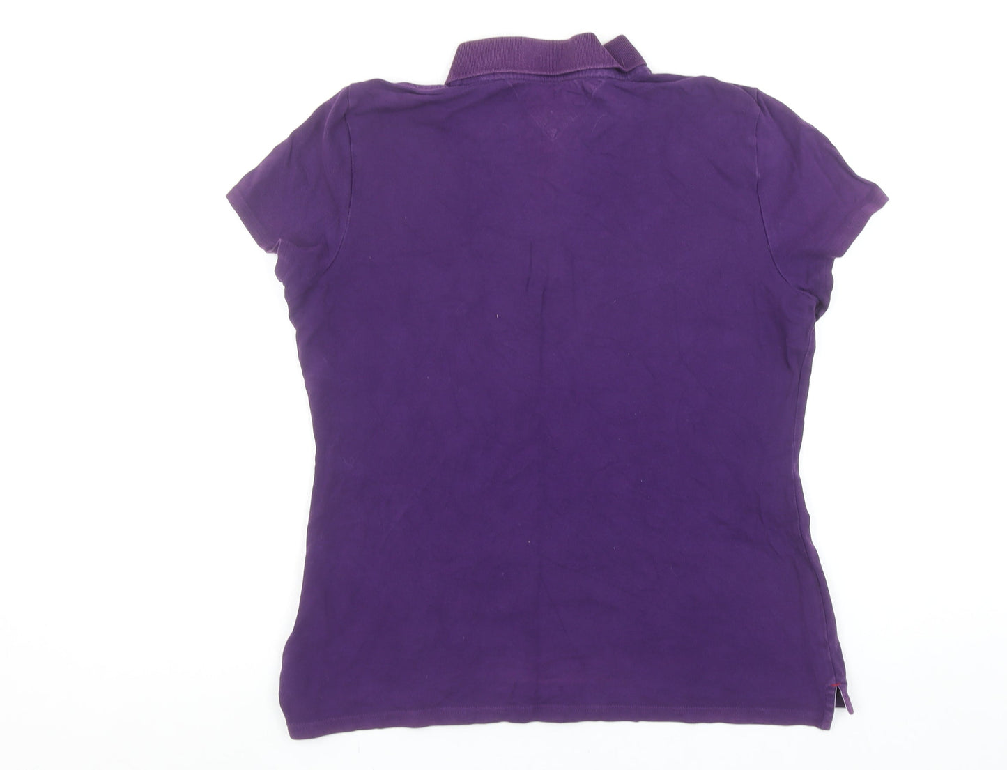 Tommy Hilfiger Women's Purple Cotton Polo Shirt L Short Sleeve Casual