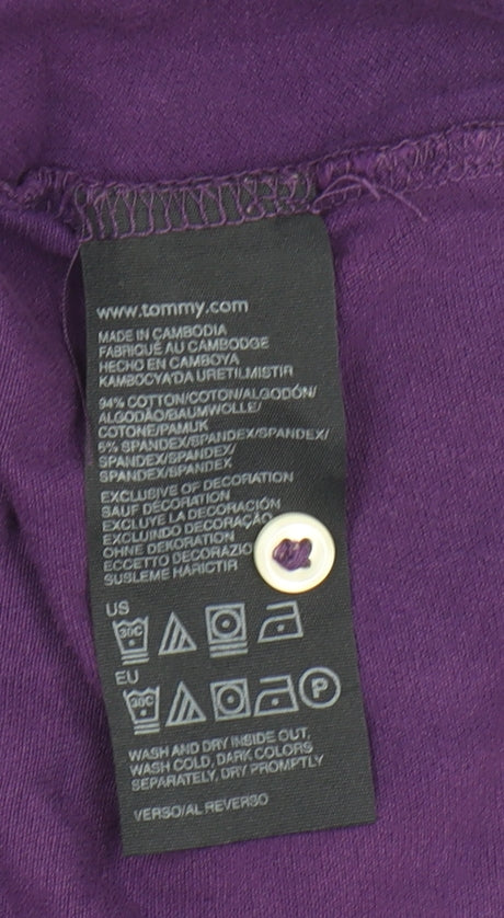Tommy Hilfiger Women's Purple Cotton Polo Shirt L Short Sleeve Casual